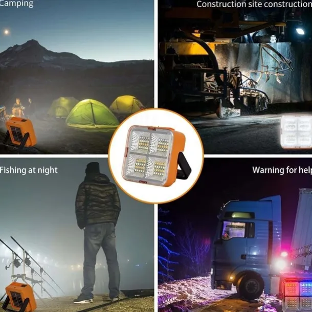 1pc LED Portable Solar Work Light, Rechargeable Magnetic Light, Emergency Worklight with 4 Light Modes for Power Failure, Car Repair, Camping, Construction Job Site