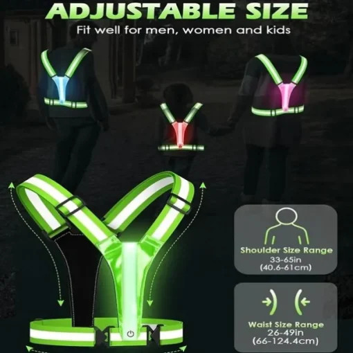 1pc LED Reflective Running Vest Light High Visibility, Rechargeable & Adjustable Lighting for Safe Walking, Running, Cycling Durable & Comfortable Design
