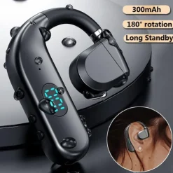 1Pc Long Standby Bluetooth Wireless Earpiece Led Power Display Bluetooth Earphone Noise Cancelling Wireless Headset Ear Hook Sport Headphone Button Control