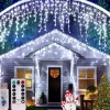 1Pc 4M 96Led Icicle Christmas String Light, USB Plug in with 8 Modes, Waterproof Light for Xmas Indoor Outdoor Party Decor