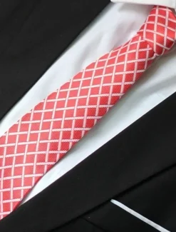 1Pc Man Necktie Pink Grid Width 8cm Bridegroom Groomsman Tie Business Manager Tie