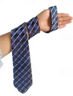 1Pc Man Necktie Width 8cm Blue Plaid Bridegroom Groomsman Tie Business Manager Tie