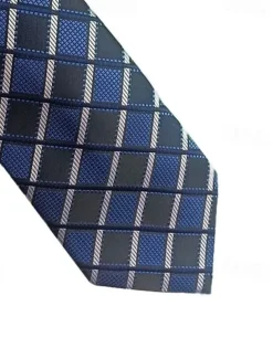 1Pc Man Necktie Width 8cm Blue Plaid Bridegroom Groomsman Tie Business Manager Tie