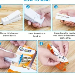 1pc Mini Bag Sealer, USB Rechargeable Portable Sealing Machine, Handheld Heat Vacuum Sealers For Plastic Bags, Kitchen Tools