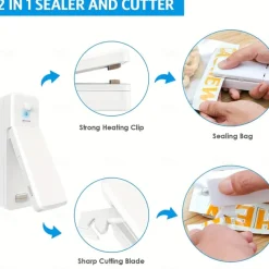 1pc Mini Bag Sealer, USB Rechargeable Portable Sealing Machine, Handheld Heat Vacuum Sealers For Plastic Bags, Kitchen Tools