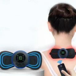 1pc Mini Portable Electric Neck Massager Patch Relieve Back & Shoulder Hip Pain Instantly With Cervical Massage Pad