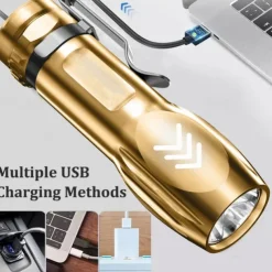 1pc Mini Portable LED Bright Flashlight With USB Fast Charging Water-resistant For Outdoor Hiking At Night