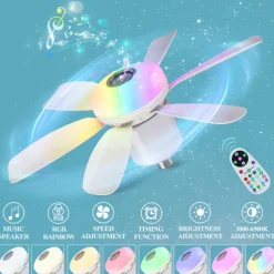 1pc Modern Ceiling Fan Chandelier Smart Remote Control, E27 Screw Base - Easy Install, Strong Wind for Living Room, Bedroom, Study, Kitchen, Workshop, Ceiling Fan