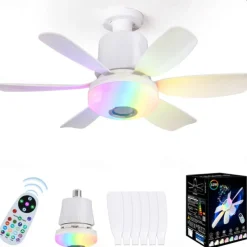 1pc Modern Ceiling Fan Chandelier Smart Remote Control, E27 Screw Base - Easy Install, Strong Wind for Living Room, Bedroom, Study, Kitchen, Workshop, Ceiling Fan