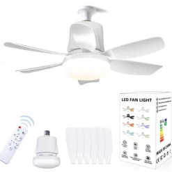 1pc Modern Ceiling Fan Chandelier Smart Remote Control, E27 Screw Base - Easy Install, Strong Wind for Living Room, Bedroom, Study, Kitchen, Workshop, Ceiling Fan