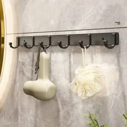 1pc Modern Hanging Hooks For Wall Aluminium Black Towel Holder Bathroom Door Clothe Hanger Coat Rack Wall Mounted