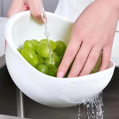 1pc Multi-Functional Kitchen Washing Basket Basin: Convenient Features for Washing Rice, Draining Water & More - Perfect for All Kitchen Uses!