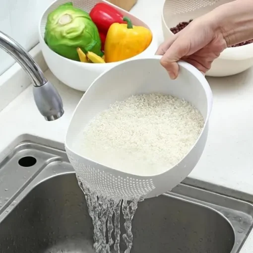 1pc Multi-Functional Kitchen Washing Basket Basin: Convenient Features for Washing Rice, Draining Water & More - Perfect for All Kitchen Uses!