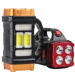 1pc Multifunctional Solar LED+COB Light With Handle, USB Charging Waterproof For Outdoor Camping Safety Emergency At Night