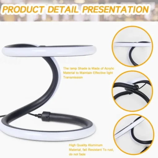 1pc Nordic Simple Spiral Table Lamp, Bedroom Bedside Eye Protection, Dimmable USB Powered LED Decorative Lamp for Home Living Room Bedroom
