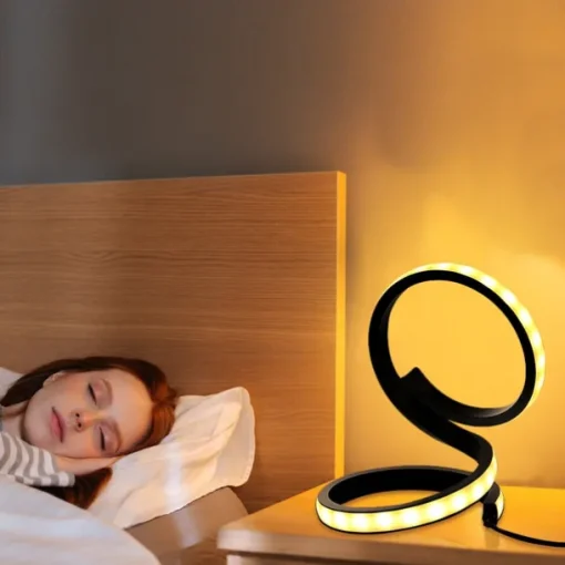 1pc Nordic Simple Spiral Table Lamp, Bedroom Bedside Eye Protection, Dimmable USB Powered LED Decorative Lamp for Home Living Room Bedroom