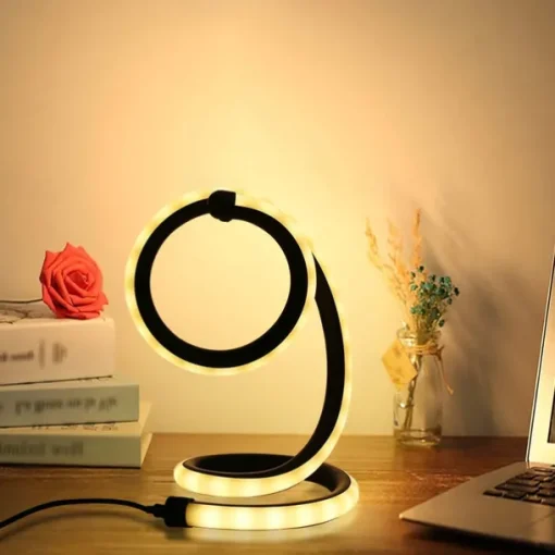 1pc Nordic Simple Spiral Table Lamp, Bedroom Bedside Eye Protection, Dimmable USB Powered LED Decorative Lamp for Home Living Room Bedroom