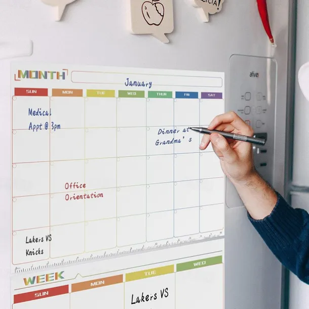 1pc Notes Wallpaper Magnetic Monthly/Weekly/Daily Planner Calendar Table Dry Erase Whiteboard Blackboard Fridge Sticker Message Board Menu