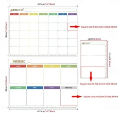 1pc Notes Wallpaper Magnetic Monthly/Weekly/Daily Planner Calendar Table Dry Erase Whiteboard Blackboard Fridge Sticker Message Board Menu