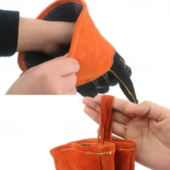 1pc Outdoor BBQ Camping Fire Leather Gloves, Heat-Resistant Protective Gloves, Ideal for Grilling, Cooking, and Outdoor Activities, Durable and Comfortable for Safe Handling of Hot Items