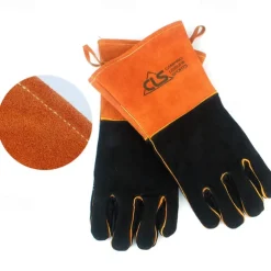 1pc Outdoor BBQ Camping Fire Leather Gloves, Heat-Resistant Protective Gloves, Ideal for Grilling, Cooking, and Outdoor Activities, Durable and Comfortable for Safe Handling of Hot Items