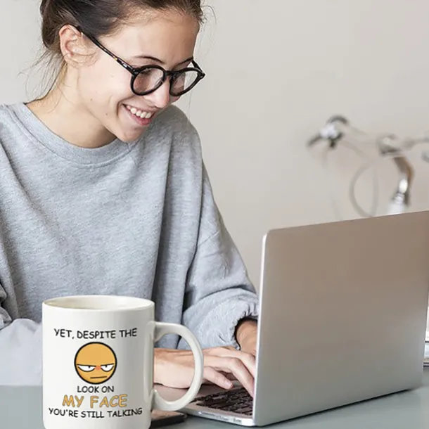 1pc 11oz Despite the Look on My FaceYou're Still Talking Sarcastic Funny Gift Coffee Mug for Christmas Friends ColleaguesGag Gift Coffee Mug for Coffee Lovers