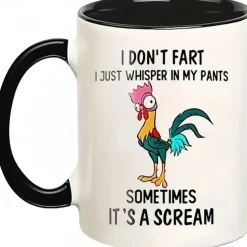 1pc 11oz Funny Chicken Coffee Mug I Don't Fart I Just Whisper In My Pants Sometimes It Screams Home Decor Room Decor Party Gift Birthday Gift Cool Stuff