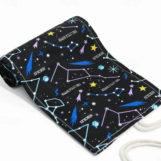 1pc Personalized Print Canvas Craft Pencil Bag With 24 Storage Grids, Back to School Gift