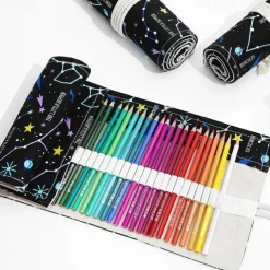 1pc Personalized Print Canvas Craft Pencil Bag With 24 Storage Grids, Back to School Gift