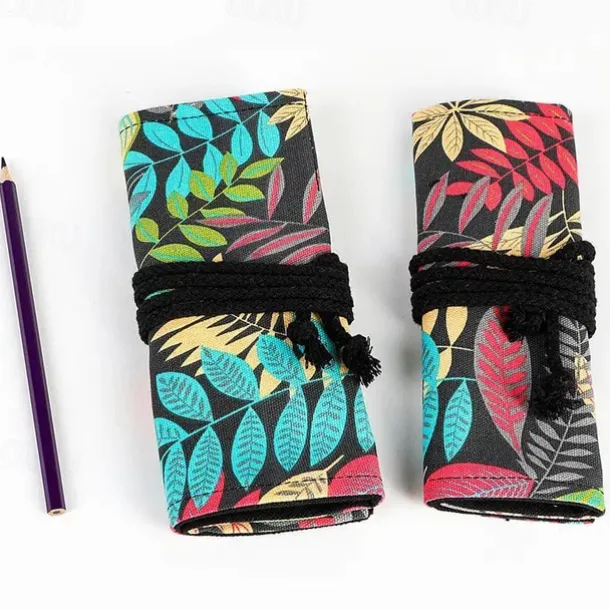 1pc Personalized Print Canvas Craft Pencil Bag With 24 Storage Grids, Back to School Gift