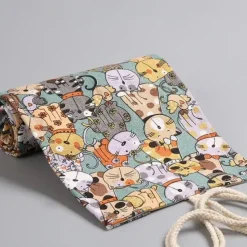 1pc Personalized Print Canvas Craft Pencil Bag With 24 Storage Grids, Back to School Gift