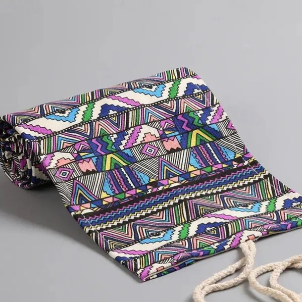 1pc Personalized Print Canvas Craft Pencil Bag With 24 Storage Grids, Back to School Gift