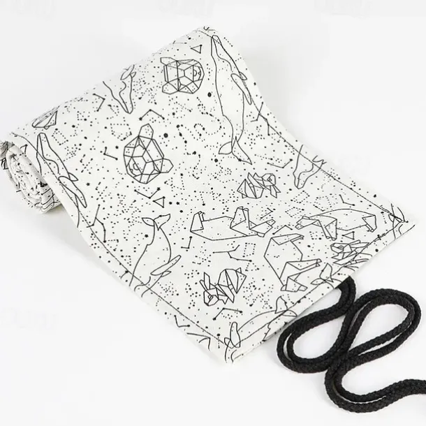 1pc Personalized Print Canvas Craft Pencil Bag With 24 Storage Grids, Back to School Gift