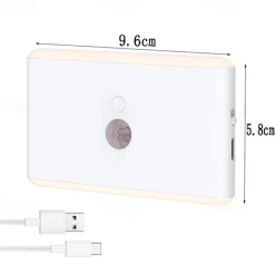 1PC PIR Motion Sensor Night Light - RGB Color Changing Cabinet Light, USB Charging Body Sensing Night Lamp for Stairs, Bedroom and Hallway