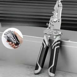 1pc ProMaster Multifunctional Wire Stripper Cutter Foldable Metal Tool with Hook Knife Screwdriver Wrench Quick Wire Stripping and Cutting Electrician Hand Tool