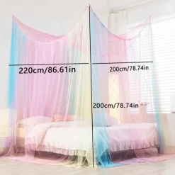 1Pc Rainbow Canopy Bed Curtains Princess Bed Canopy for Girls Bed Drapes Netting Bedroom Decoration