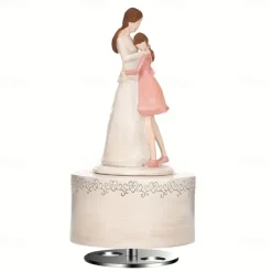 1pc Resin Musical Box 5.5 Inch Mother-Daughter Figurine Ideal Gift For Mom From Daughter For Birthday Mothers Day Gift For Home Room Living Room Office Decor