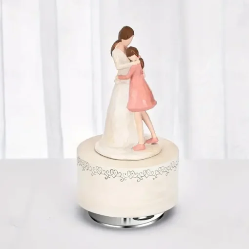 1pc Resin Musical Box 5.5 Inch Mother-Daughter Figurine Ideal Gift For Mom From Daughter For Birthday Mothers Day Gift For Home Room Living Room Office Decor