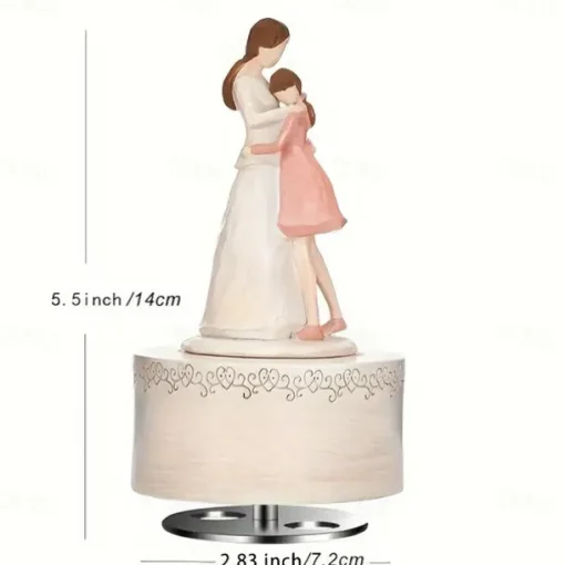 1pc Resin Musical Box 5.5 Inch Mother-Daughter Figurine Ideal Gift For Mom From Daughter For Birthday Mothers Day Gift For Home Room Living Room Office Decor