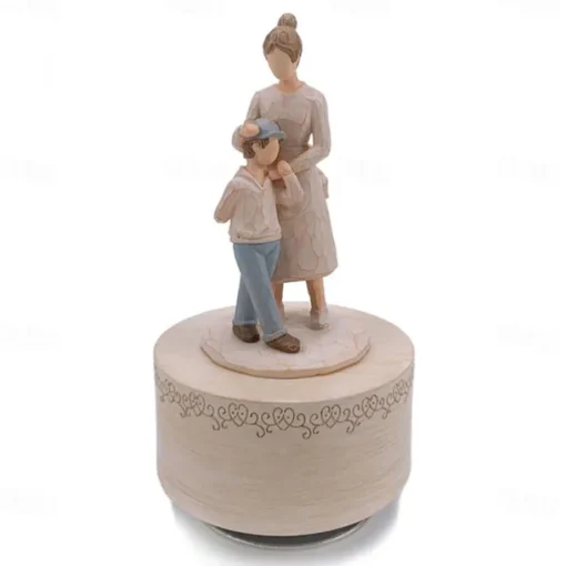 1pc Resin Musical Box 5.5 Inch Mother-Daughter Figurine Ideal Gift For Mom From Daughter For Birthday Mothers Day Gift For Home Room Living Room Office Decor