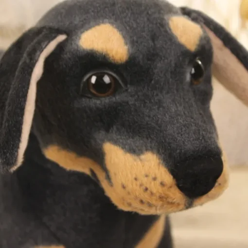1pc Simulative Black Dog Simulative Dog Plush Toy Cute Dog Decoration Dog Doll For Friends and Pets(10.6 inch long)