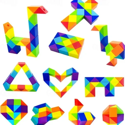 1PC Snake Fidget Toy Cube Twist Puzzle 24 Wedges Large Size Rainbow Magic Snake Toy Brain Teaser Stocking Stuffers Party Favors Game Goodie Bags Fillers for Teenagers Adults Teens
