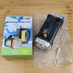 1pc Solar COB Flashlight with LED Work Lights, Camping Lights, USB Rechargeable Searchlight, Portable Hand Held Rechargeable Lantern