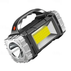 1pc Solar COB Flashlight with LED Work Lights, Camping Lights, USB Rechargeable Searchlight, Portable Hand Held Rechargeable Lantern