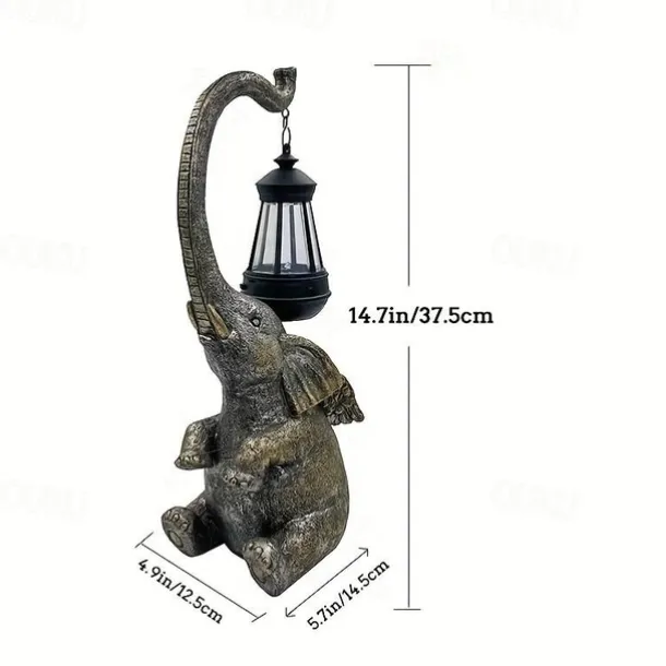 1pc Solar Garden Statue Elephant Figurine Light Outdoor Decor LED Lights for Outside Patio Yard Lawn Decorations Housewarming Mother's Gifts