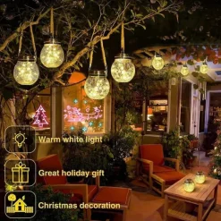 1pc Solar Lantern, Garden Decor Waterproof Outdoor Lanterns, Christmas Decorations Solar Lights, Patio Hanging Lights For Backyard Fence Pathway, Halloween & Christmas Decorations