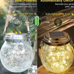 1pc Solar Lantern, Garden Decor Waterproof Outdoor Lanterns, Christmas Decorations Solar Lights, Patio Hanging Lights For Backyard Fence Pathway, Halloween & Christmas Decorations