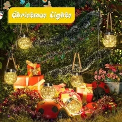 1pc Solar Lantern, Garden Decor Waterproof Outdoor Lanterns, Christmas Decorations Solar Lights, Patio Hanging Lights For Backyard Fence Pathway, Halloween & Christmas Decorations