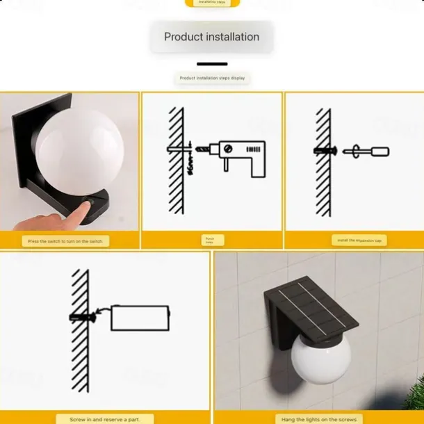 1PC Solar Outdoor Light Wall Lamp Courtyard Balcony Decoration Outdoor Waterproof Patio Lamp Home Garden Layout Fence Ambient Light