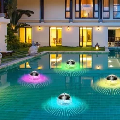 1pc Solar Projection Pool Light, Floating Swimming Light, Outdoor Waterproof Pool Light Colorful Transparent Decorative Light Water Float Light Pathway Lights